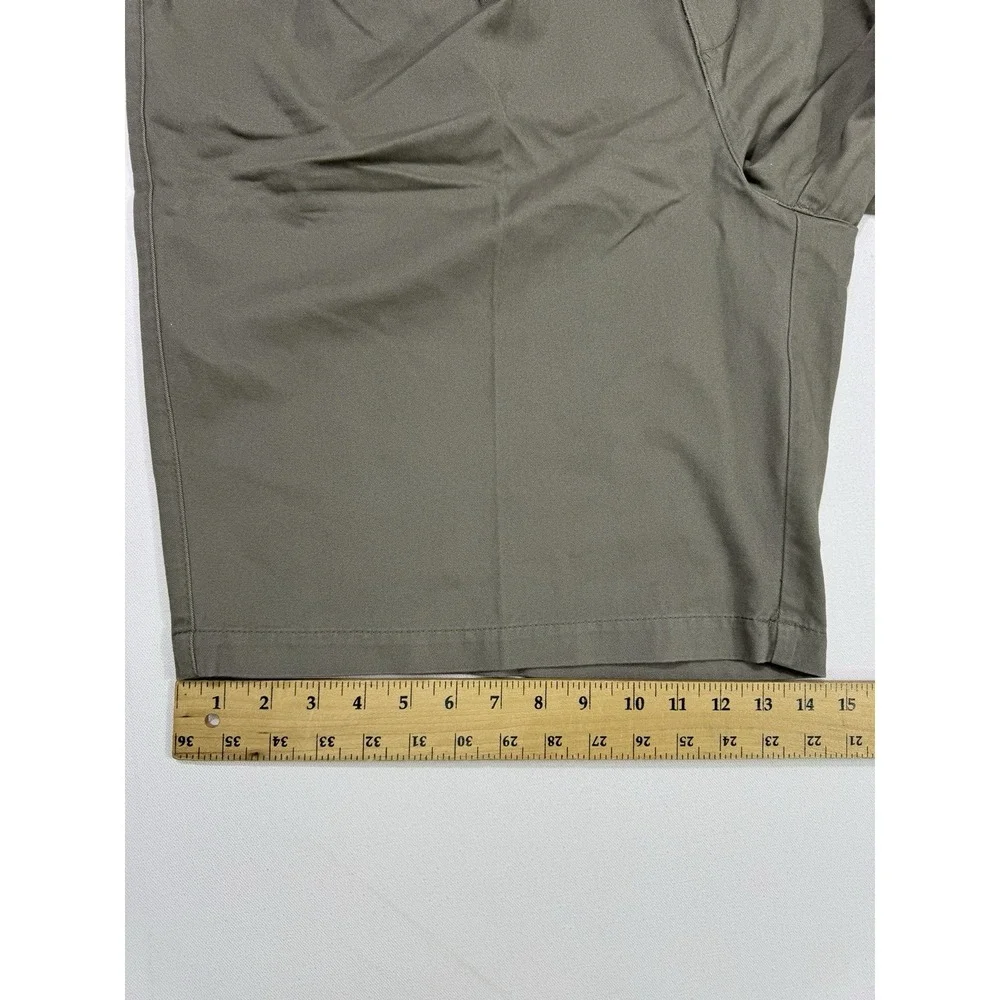 Harbor Bay Men Shorts 44 Olive Green Pleated Chino Golf Dad Casual Cotton Canvas